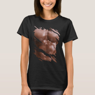 Camiseta Mens Chest Seis Pack I Muscles Bodybuilder I Falso