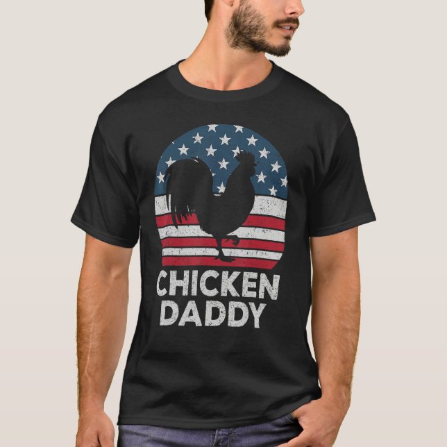 Camiseta Mens Chicken Daddy Chicken Dad Farmer 4th Of July  (Frente)