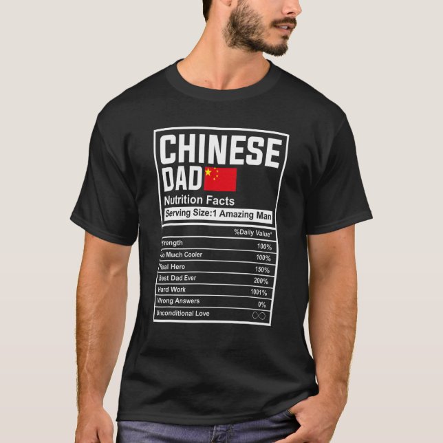 Camiseta Mens Chinese Dad Nutrition Facts Father's Day Nati (Frente)