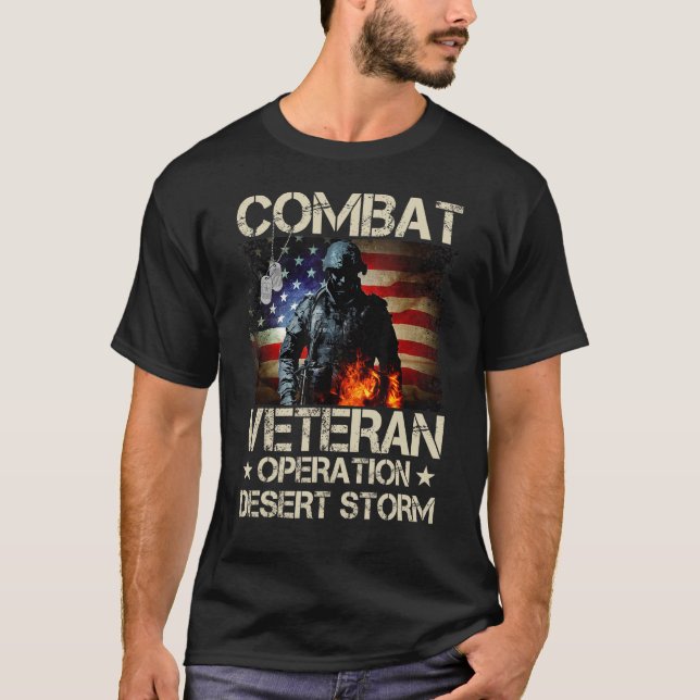 Camiseta Mens Combat Veteran Operation Desert Storm Soldier (Frente)
