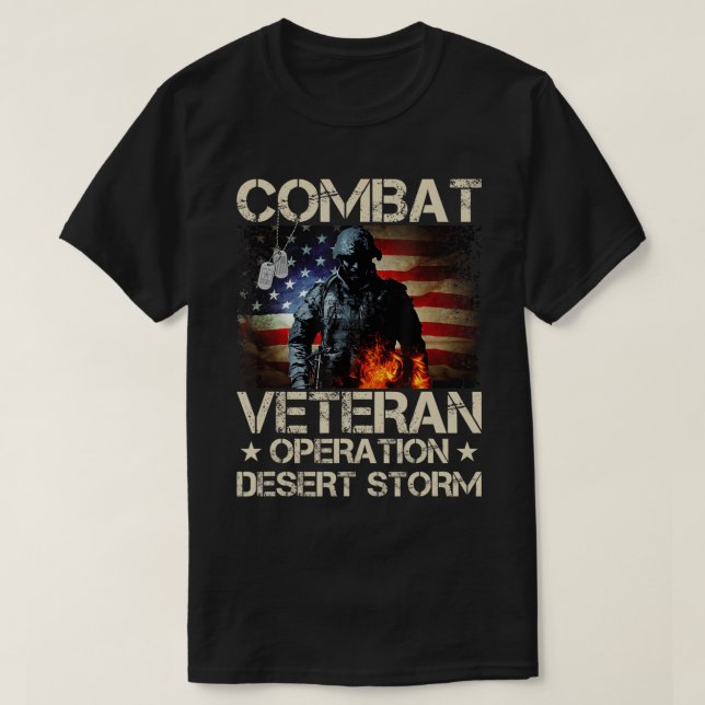 Camiseta Mens Combat Veteran Operation Desert Storm Soldier (Frente do Design)