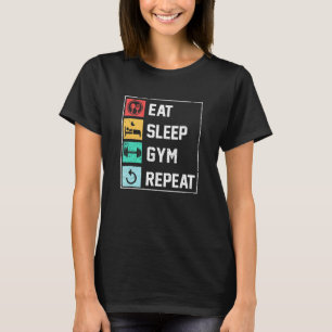 Camiseta Mens Comem Sono Gym Repetir Malhação Routine Gym E