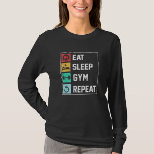 Camiseta Mens Comem Sono Gym Repetir Malhação Routine Gym E