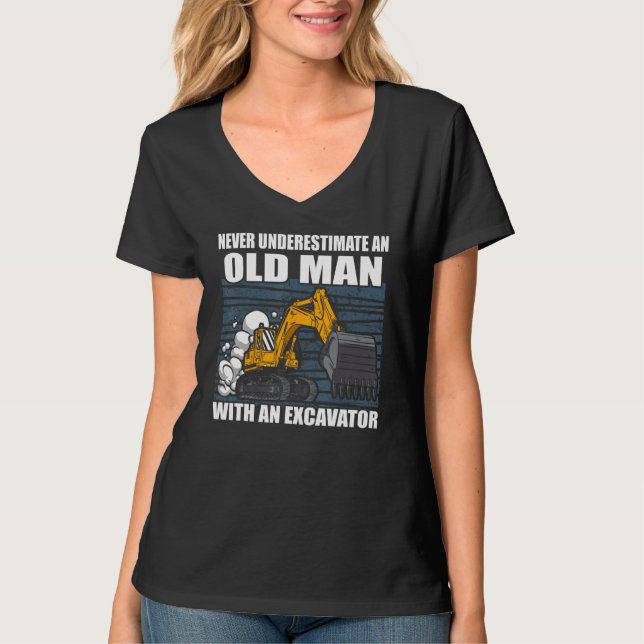Camiseta Mens Construction Worker Heavy Equipment Excavator (Frente)