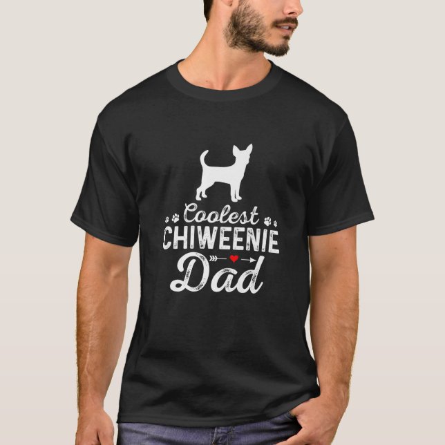 Camiseta Mens Coolest CHIWEENIE Pai Engraçado Cachorro Pai  (Frente)