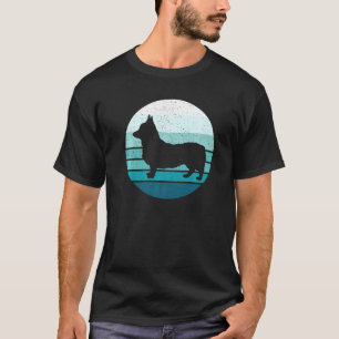 Camiseta Mens Corgi Cachorro Azul Retro Vintage Sunset Silh