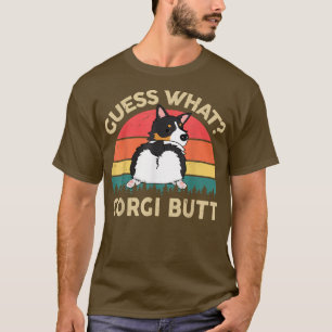 Camiseta Mens Corgi Guess What Tri Colored Corgi Butt Funny