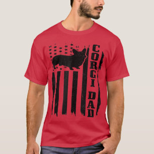 Camiseta Mens Corgi Pai Vintage American Flag Patriotic Cor