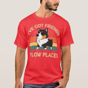 Camiseta Mens Corgi, tenho amigos em baixo lugar, Tricolor