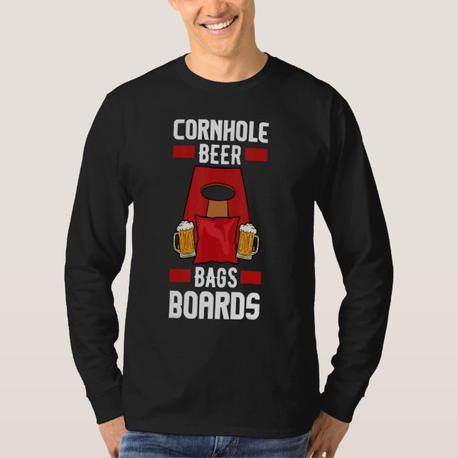 Camiseta Mens Cornhole Beer Bags Boards  Drinking Bean Bag  (Frente)