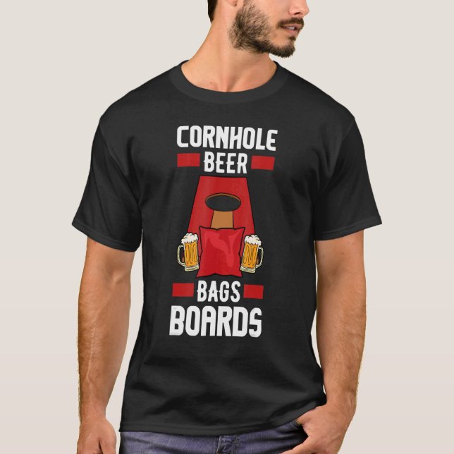 Camiseta Mens Cornhole Beer Bags Boards  Drinking Bean Bag  (Frente)