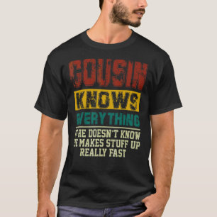 Camiseta Mens Cousin Sabe Tudo Vintage Primo Pai F