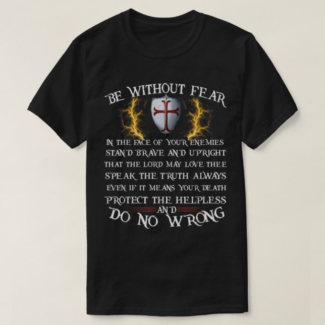Camiseta Mens Crusader Knight Cavaleiros Cavaleiros Templár (Frente do Design)