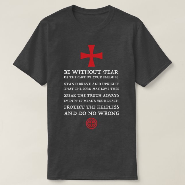 Camiseta Mens Crusader Knight  Knights Templar Code T   Hol (Frente do Design)