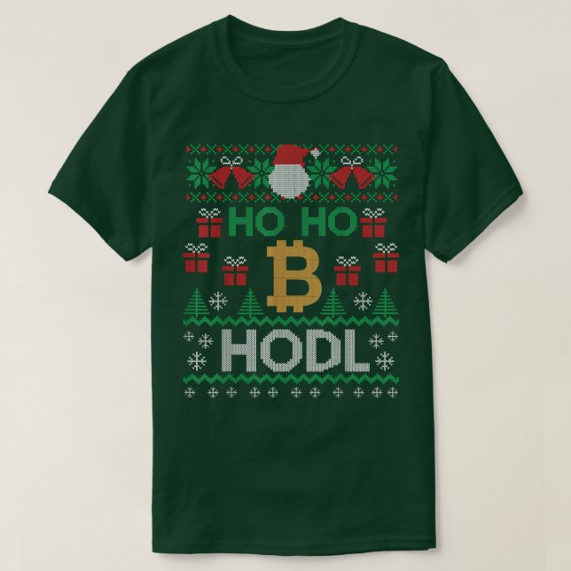 Camiseta Mens Cryptocurrency Ho ho Hodl Bitcoin Ugly Christ (Frente do Design)