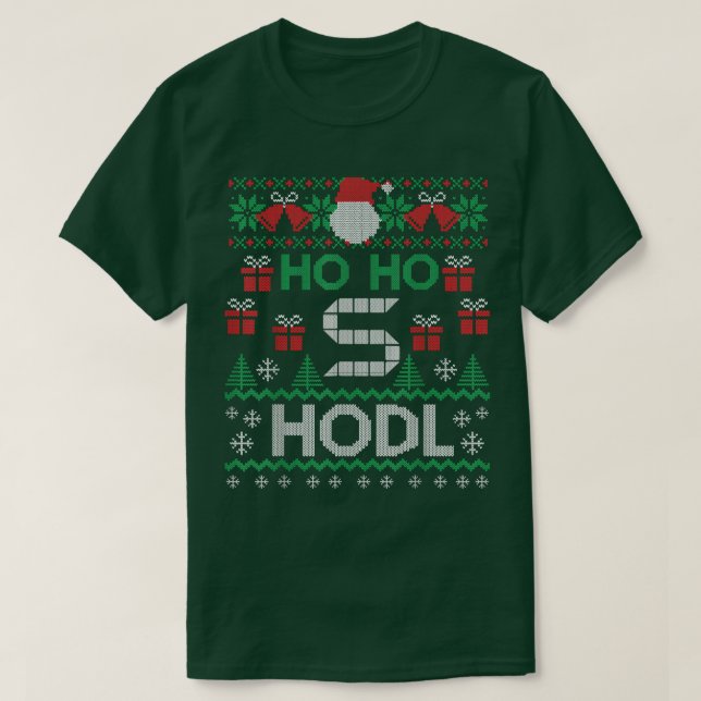 Camiseta Mens Cryptocurrency Ho ho Hodl Solana Ugly Christm (Frente do Design)