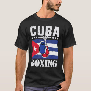 Camiseta Mens Cuba lutando com luvas e bandeira cubana Cuba