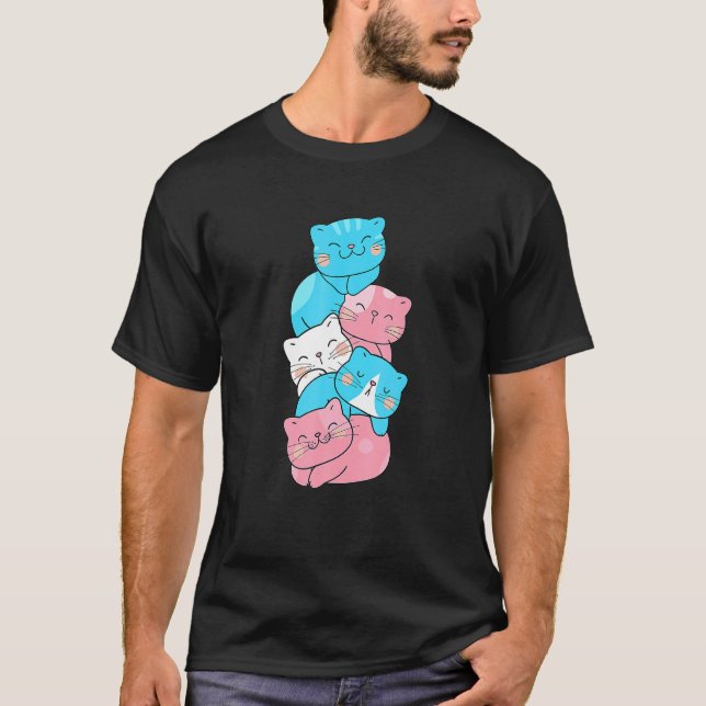 Camiseta Mens Cute Lgb Ransgender Flag Pride Cat Lgb Cute C (Frente)