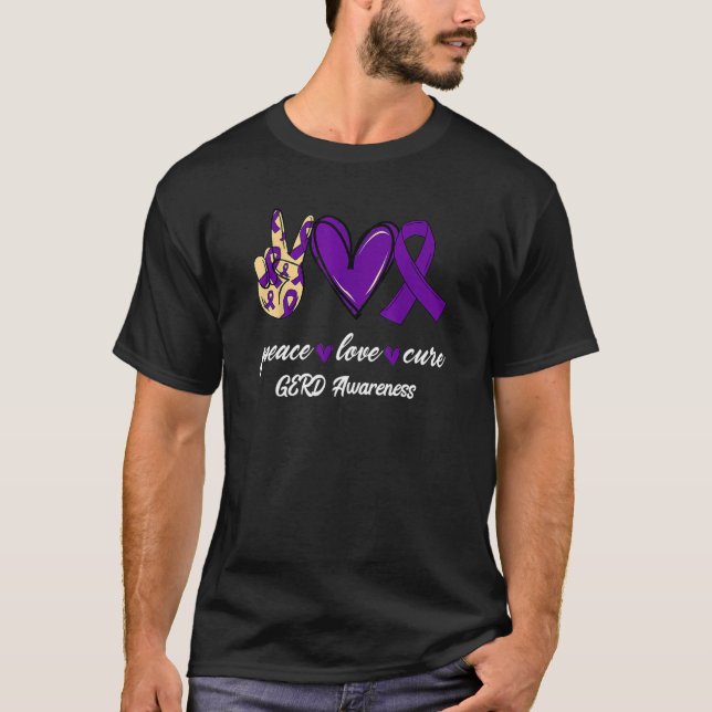 Camiseta Mens Cute Peace Love Cure GERD Awareness (Frente)
