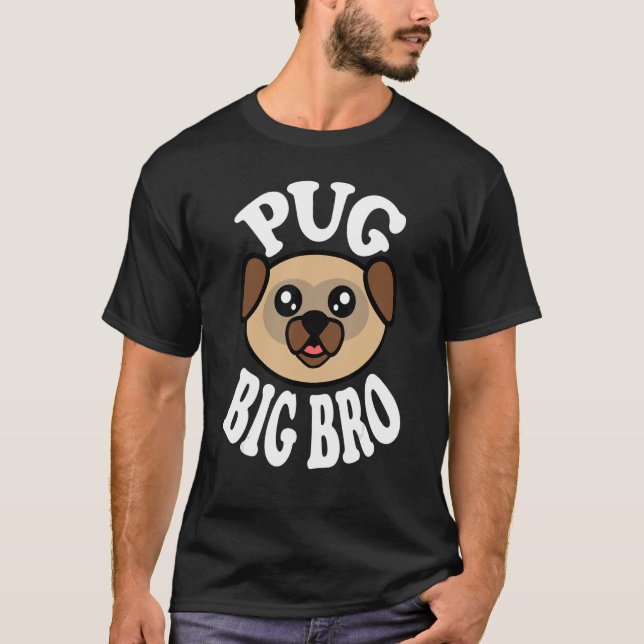 Camiseta Mens Cute Pug Big Bro (Frente)
