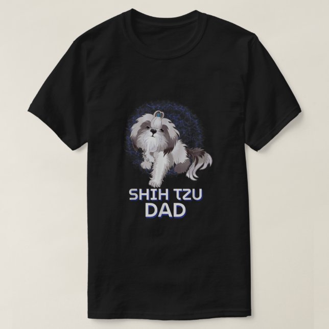 Camiseta Mens Cute Shih Tzu Dad Lover Illustration for Shih (Frente do Design)