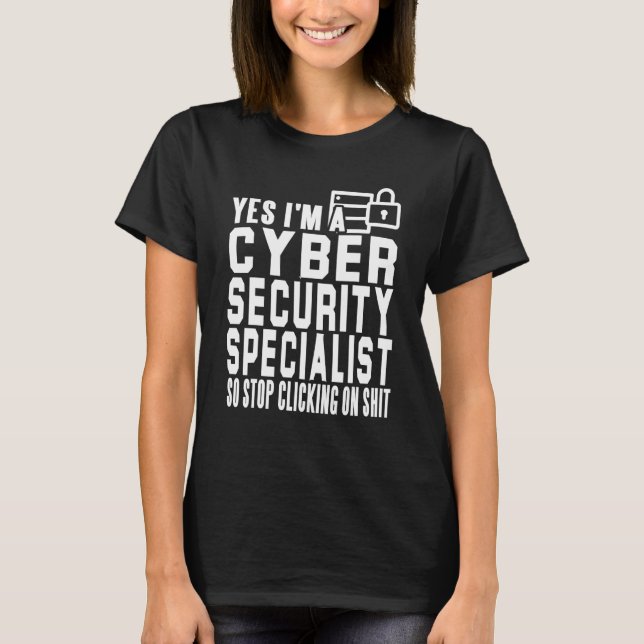 Camiseta Mens Cyber Security Expert para White Hacker De (Frente)