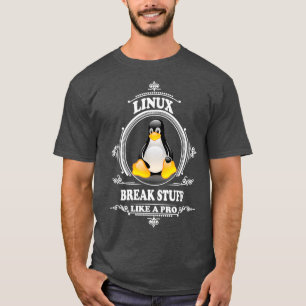 Camiseta Mens Cyber Security Linu Quebra coisas como