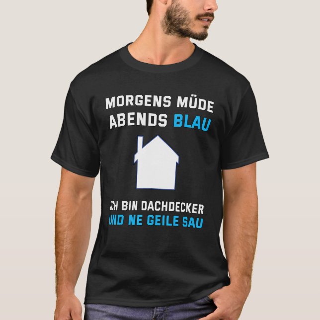 Camiseta Mens Dachdecker Morning Cansado Noite Azul Sayin (Frente)