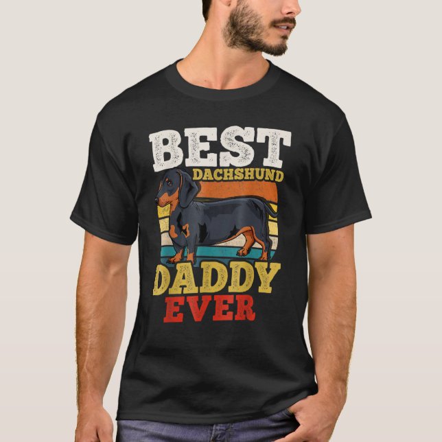 Camiseta Mens Dachshund Dad Retro Fathers Day (Frente)