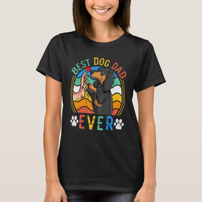 Camiseta Mens Dachshund Melhor Pai De Cachorro Nunca Cachor (Frente)