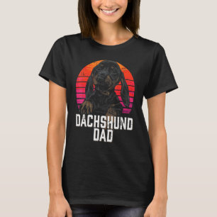 Camiseta Mens Dachshund Pai Retro Weiner Salsicha Cão Papa