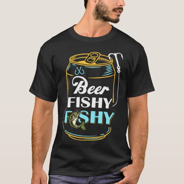 Camiseta Mens Dad Fishing  for Men  Beer Fishy Fishy (Frente)