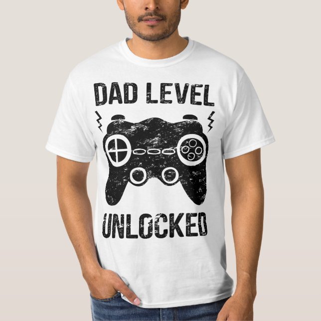 Camiseta Mens Dad Level Unlocked - New Dad Pregnancy Announ (Frente)