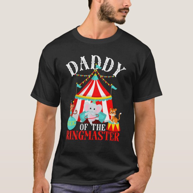 Camiseta Mens Daddy Of The Ringmaster Kids Carnival Party B (Frente)
