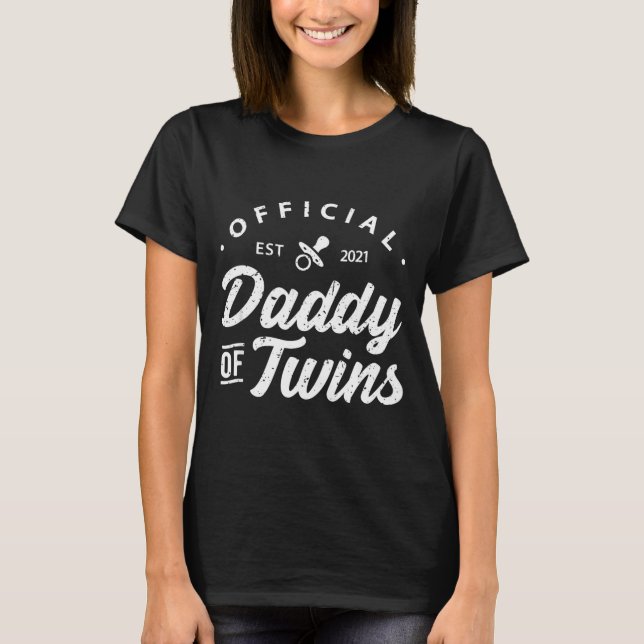 Camiseta Mens Daddy Of Twins Shirt Funny New Dad To Be Expe (Frente)