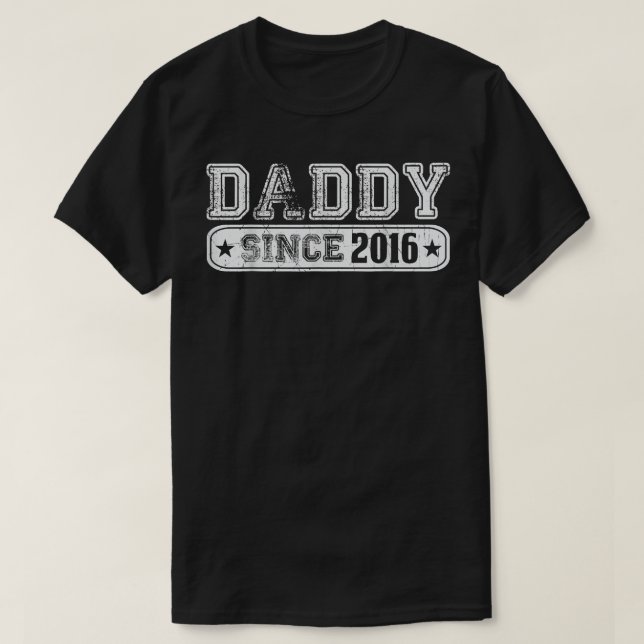 Camiseta Mens Daddy Since 2016 T  Father's Day New Dad Gift (Frente do Design)