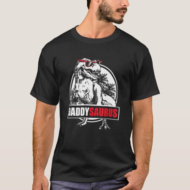 Camiseta Mens Daddysaurus Rex Dinossaur Pai Saurus Pai (Frente)