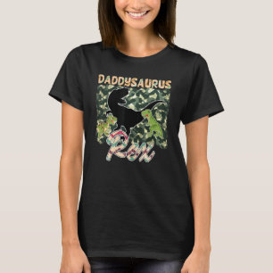 Camiseta Mens Daddysaurus Rex Fundo Camouflage Design