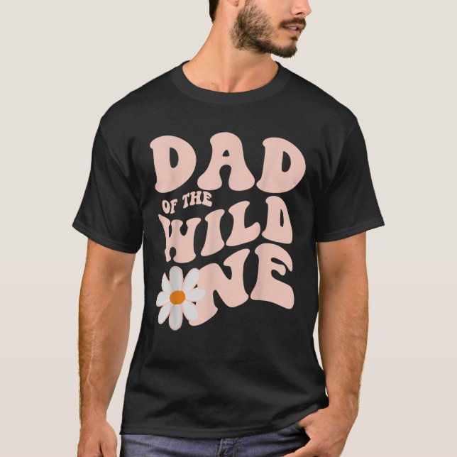 Camiseta Mens Daisy Birthday Pai Wild One Boho Daisy 1rua B (Frente)