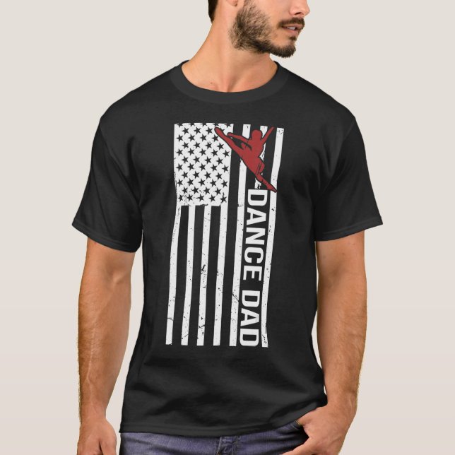 Camiseta Mens Dance Pai EUA Bandeira Dançando Pai de Dançar (Frente)