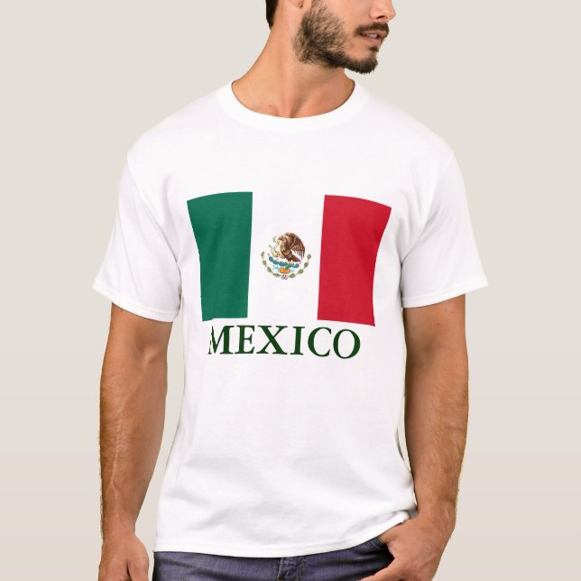 Camiseta Mens de Bandeira do México (Frente)