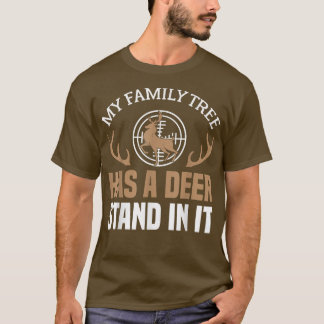 Camiseta Mens Deer Hunters Minha Árvore Familiar Tem Um Pé 