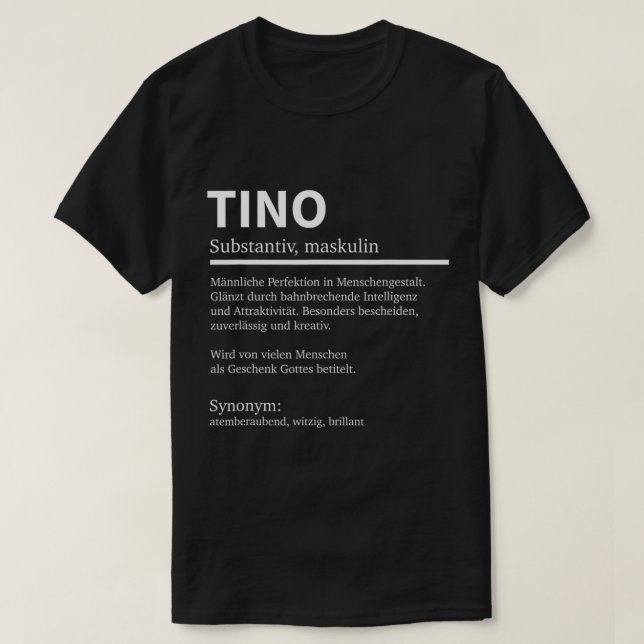 Camiseta Mens Definition Tino Name Saying Tino First Name T (Frente do Design)