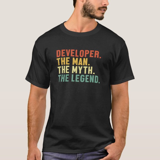 Camiseta Mens Developer Man Myth Legend Coder Engineer Soft (Frente)