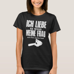 Camiseta Mens Dia de os pais Eu Amo Quando Minha Esposa Mic