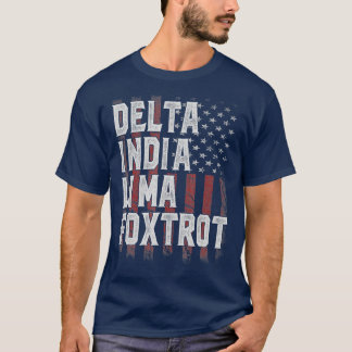 Camiseta Mens DILF Delta India Lima Foxtrot US Flag Hum