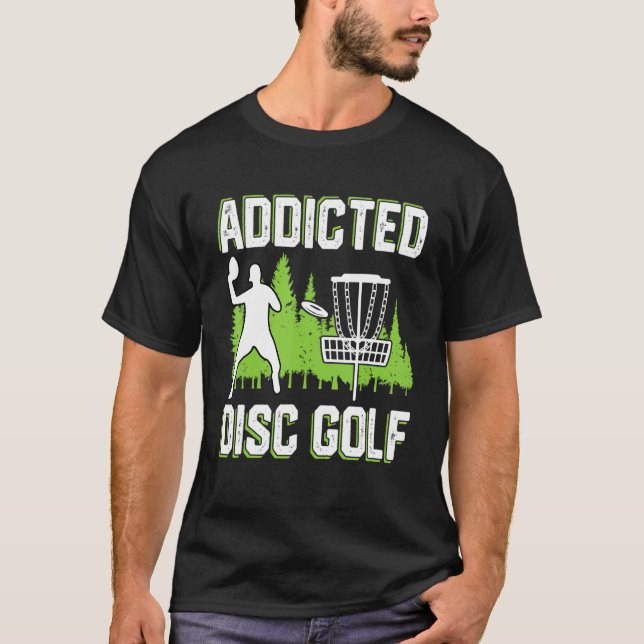 Camiseta Mens Disc Golf Frisbee Player Disc Golf Addicted (Frente)