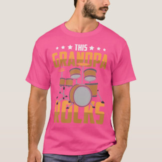 Camiseta Mens Drummer Papá Engraçado Este Vovô Rocks Percus
