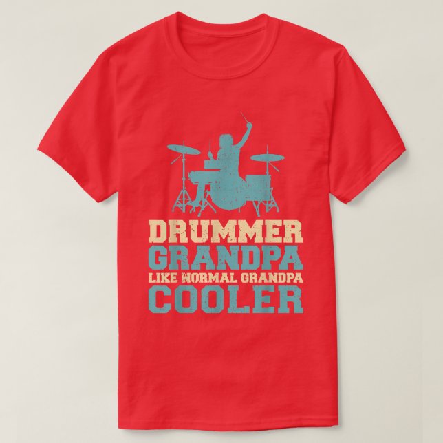 Camiseta Mens Drummer Vovô Como Um Vovô Normal (Frente do Design)