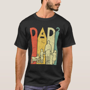 Camiseta Mens Duas Vezes Pai Moto Padre Pai 2 Crianças Fa